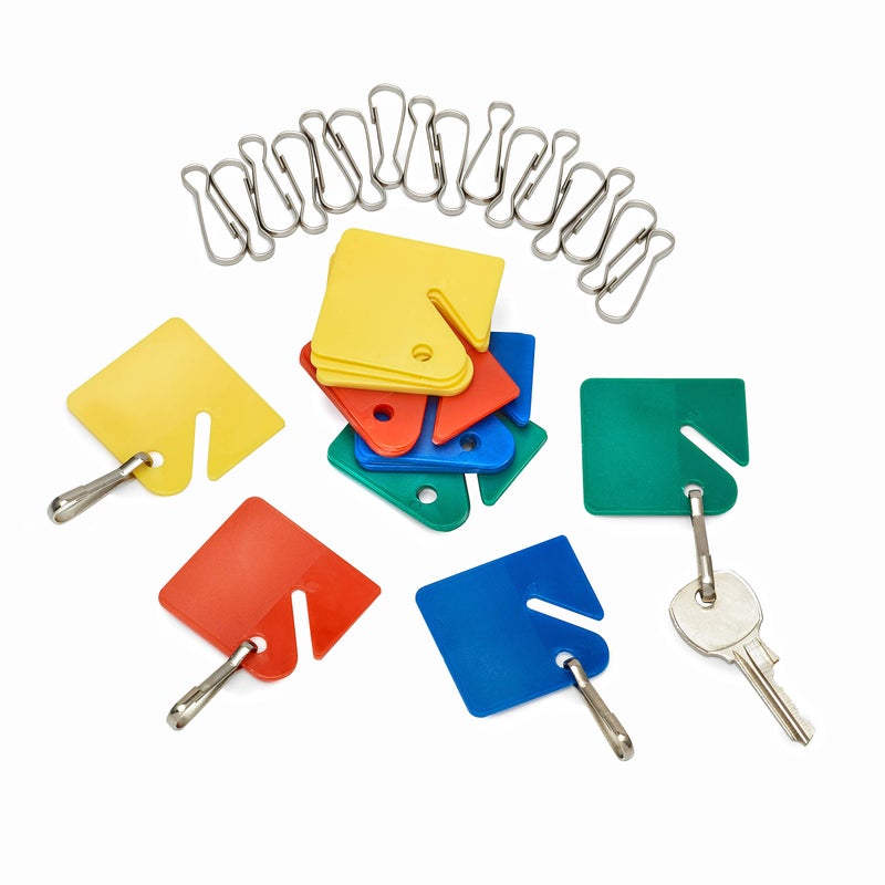 AdirOffice Colored Hanging Key Tags - Well Made Plastic Tags with Durable Hook - Ease of Tactile Identification for Home & Office - Pack of 20 - Image 1